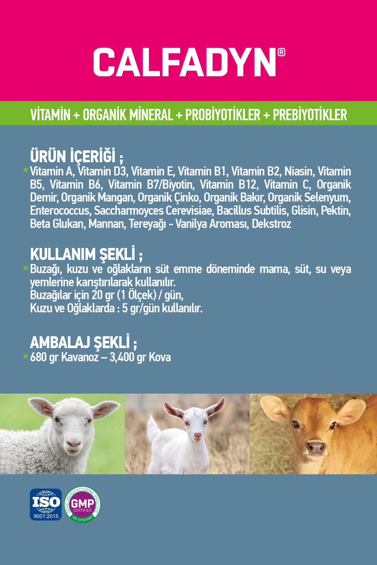680 Gram  Buzağı Kuzu Oğlak Ishal Önleyici Sağlıklı Büyüme Desteği yoğun Premiks 6