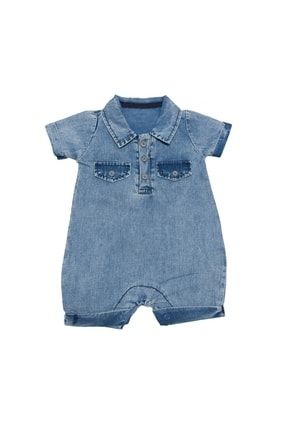 Yakalı Erkek Bebek Kot Tulum Mavi PPD0671