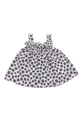 Böğürtlen Desenli Kız Bebek Elbise Mor PPD0645
