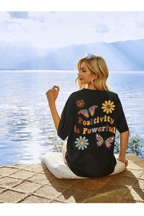 Kadın Positive Baskılı Oversize T-shirt 52484452