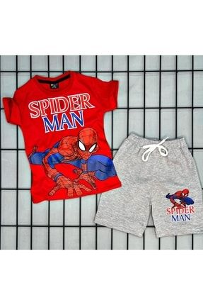 Spider Man Örümcek Adam Baskılı Şortlu Takım Örümcek Adam Şort Tshirt Takım spd-1q2