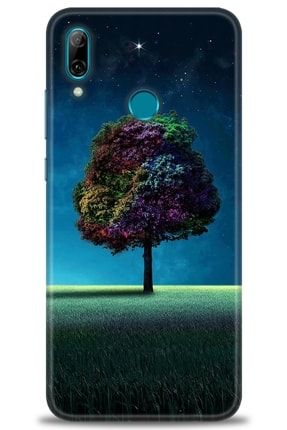 Huawei P Smart 2019 Kılıf Hd Baskılı Kılıf - Colorful Tree + Temperli Cam nmhu-p-smart-2019-v-102-cm