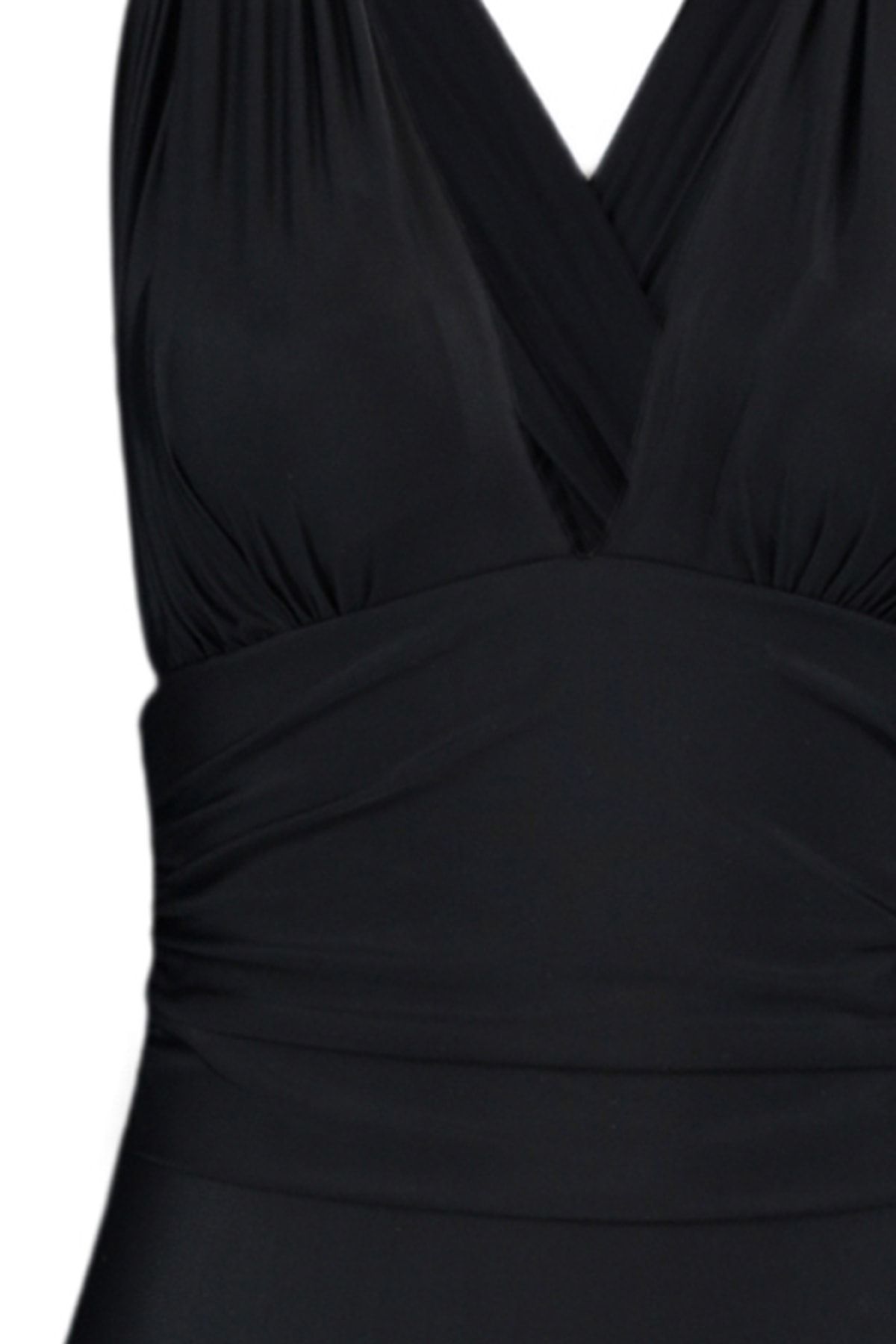 Trendyol Collection-Schwarzer, drapierter, normaler Badeanzug mit V-Ausschnitt TBESS20MA0294 7