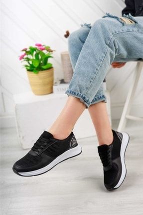 Siyah - Kadın Fileli Sneaker Günlük Ayakkabı 20222001