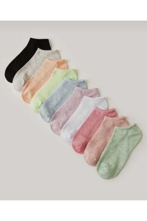 10 Çift Renkli Koton Patik Çorap 1065