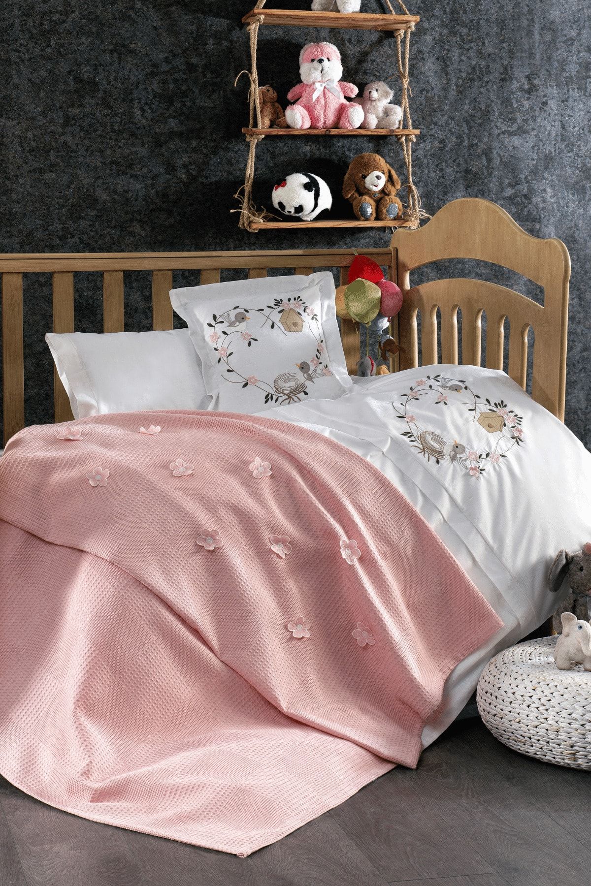 Minelya Home Collection 5 Piece 100 Cotton 3D Flower and Bird