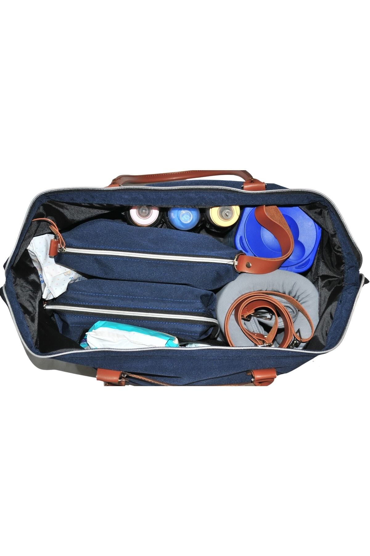 Babysi Mommy Bag Tasarım 3 Lü Set Lacivert Baby Anne Bebek Bakım Ve Kadın Çantası fotoğrafı 7 (önizleme)