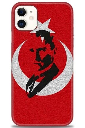 Iphone 11 Kılıf Hd Baskılı Kılıf - Atatürk Türk Bayrağı + Temperli Cam kmap-iphone-11-v-338-cm