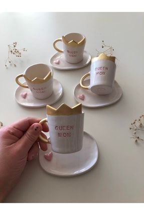 Queen Mom El Yapımı Seramik Türk Kahvesi Fincanı QMOM05