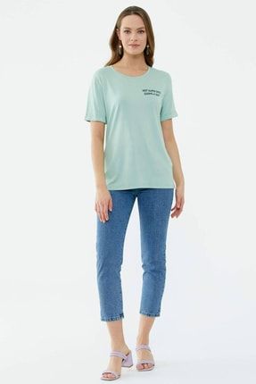 Baskılı Basic Tshirt - Yeşil 22Y2231-75689.0001-R1000