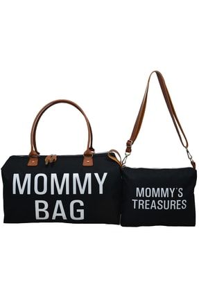 Mommy Bag Exclusive Tasarım 2 Li Set Siyah Baby Anne Bebek Bakım Ve Kadın Çantası AYB-MB3CDZM