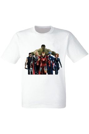 Marvel Yenilmezler Baskılı Beyaz Tshirt YPTBSKI20