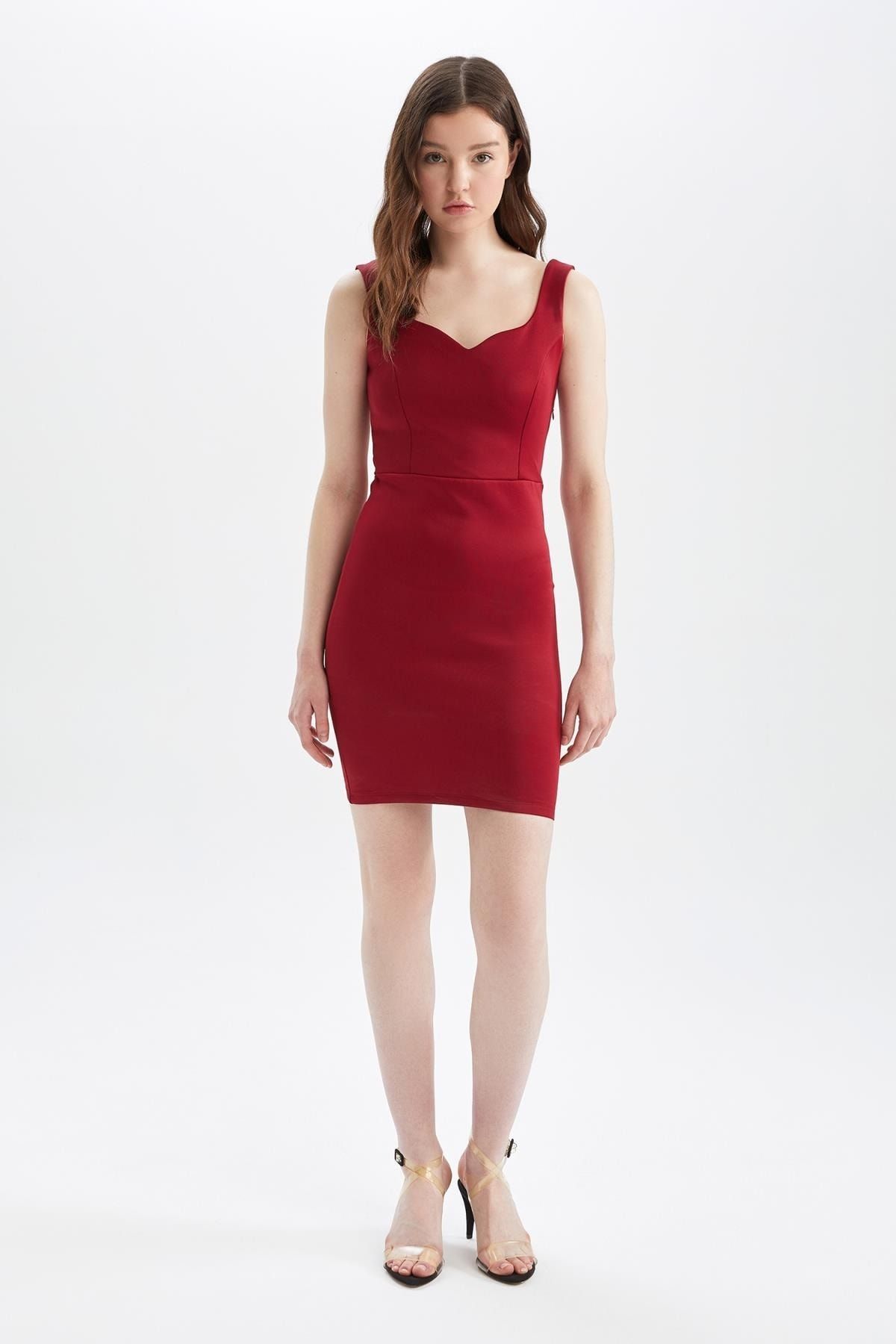 Defacto Strappy Basic Mini Evening Dress Trendyol