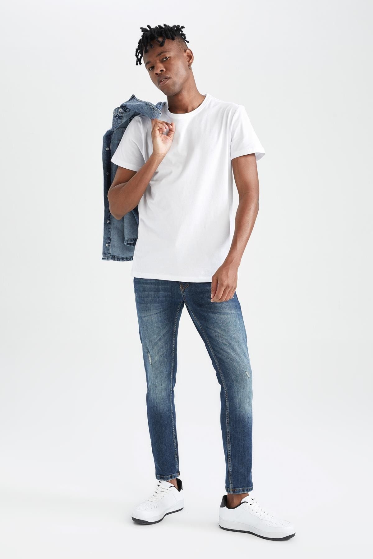 DeFacto-Pantaloni îngusti de jeans cu talie normală super slăbiți 3
