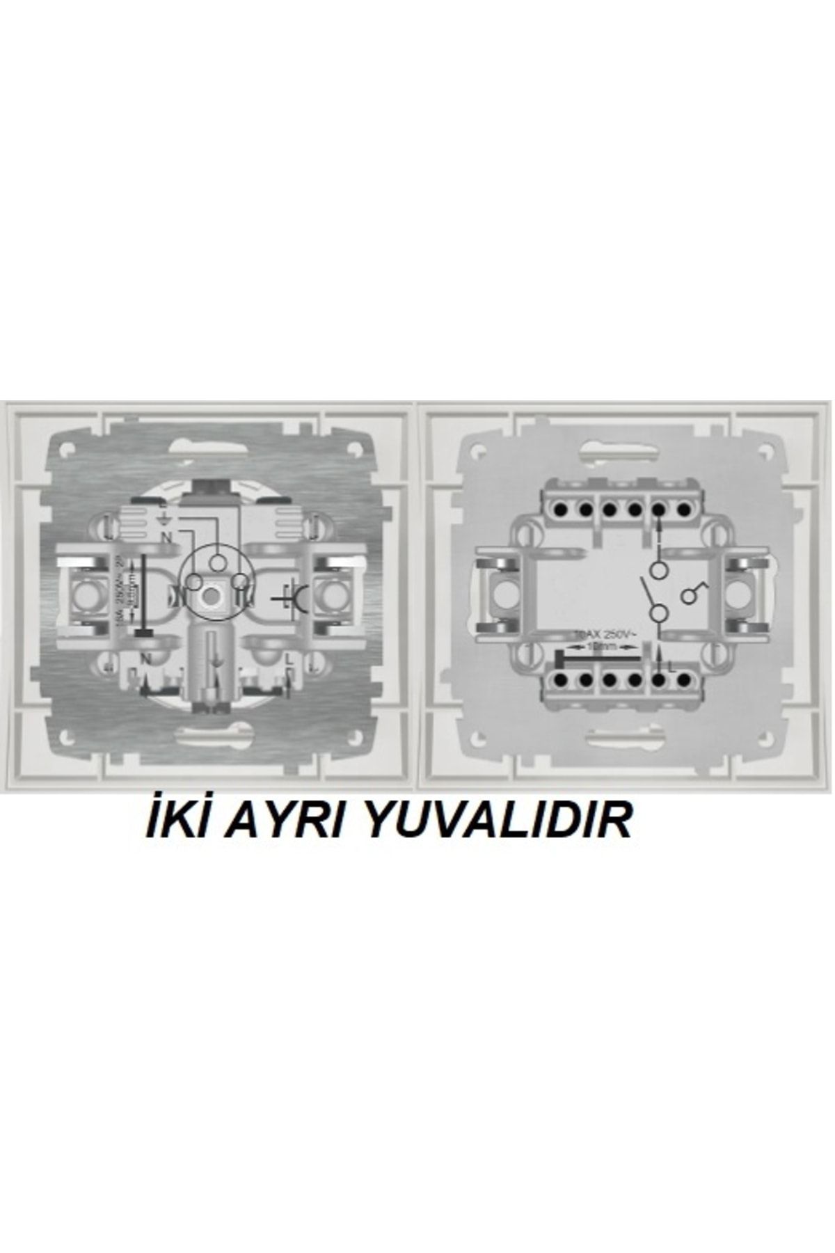ELBİ-Zena Commutator Grounded Socket with Double Suit Frame Black 2