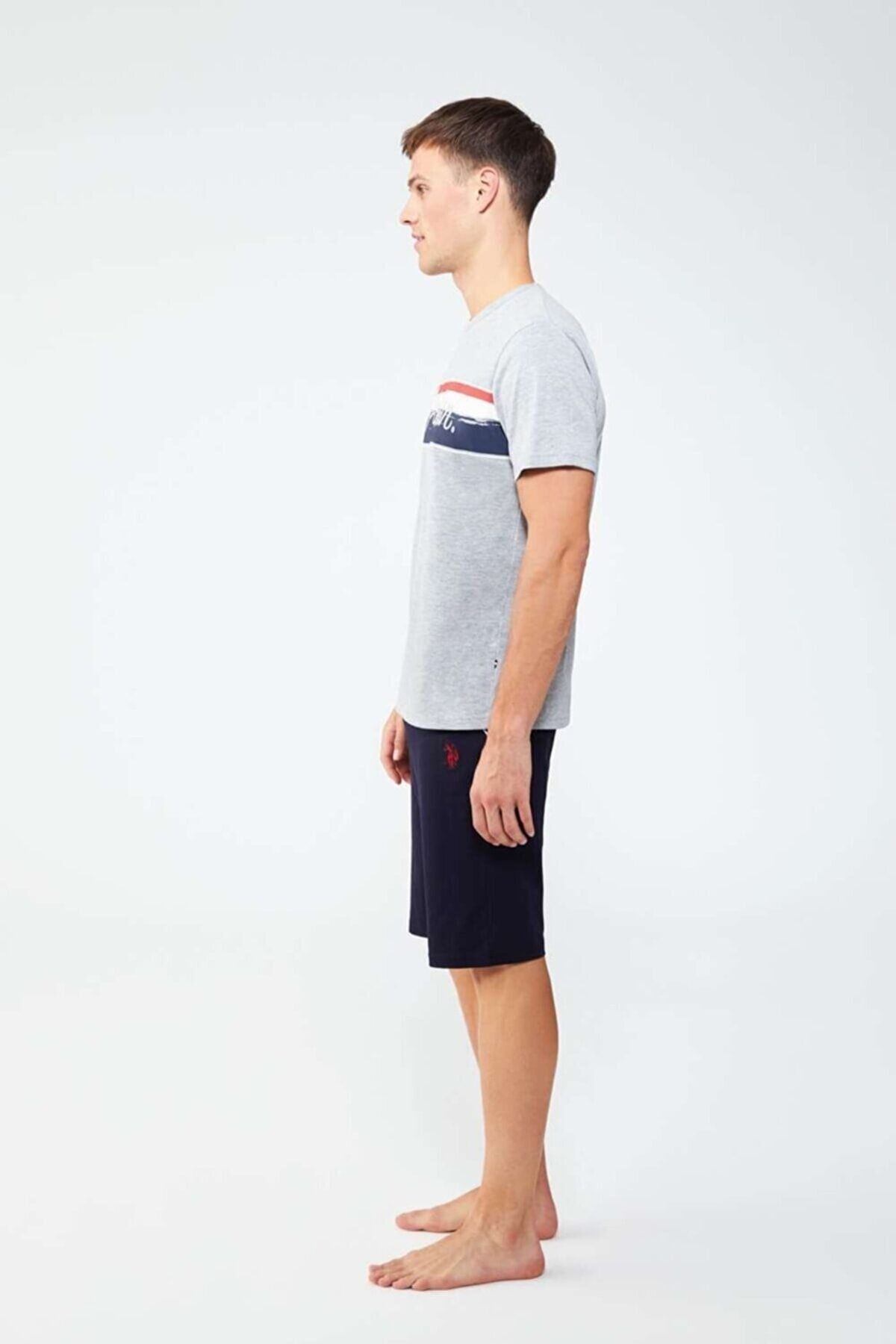 ست پیژامه خاکستری مردانه کت و شلوار تی شرت O18x5y67 U.S. Polo Assn.