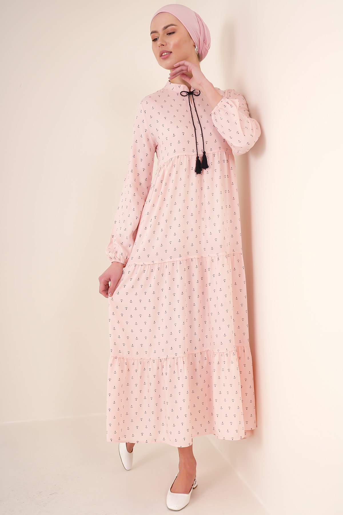 BGD Women T1627 Yaka Bağcıklı Elbise - C.Saks - Rezé main image 1