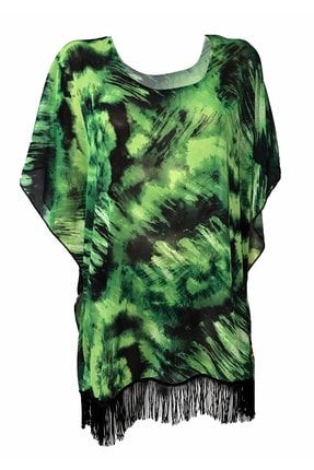 Simone Yeşil Batik Püsküllü Plaj Elbisesi SİMONE