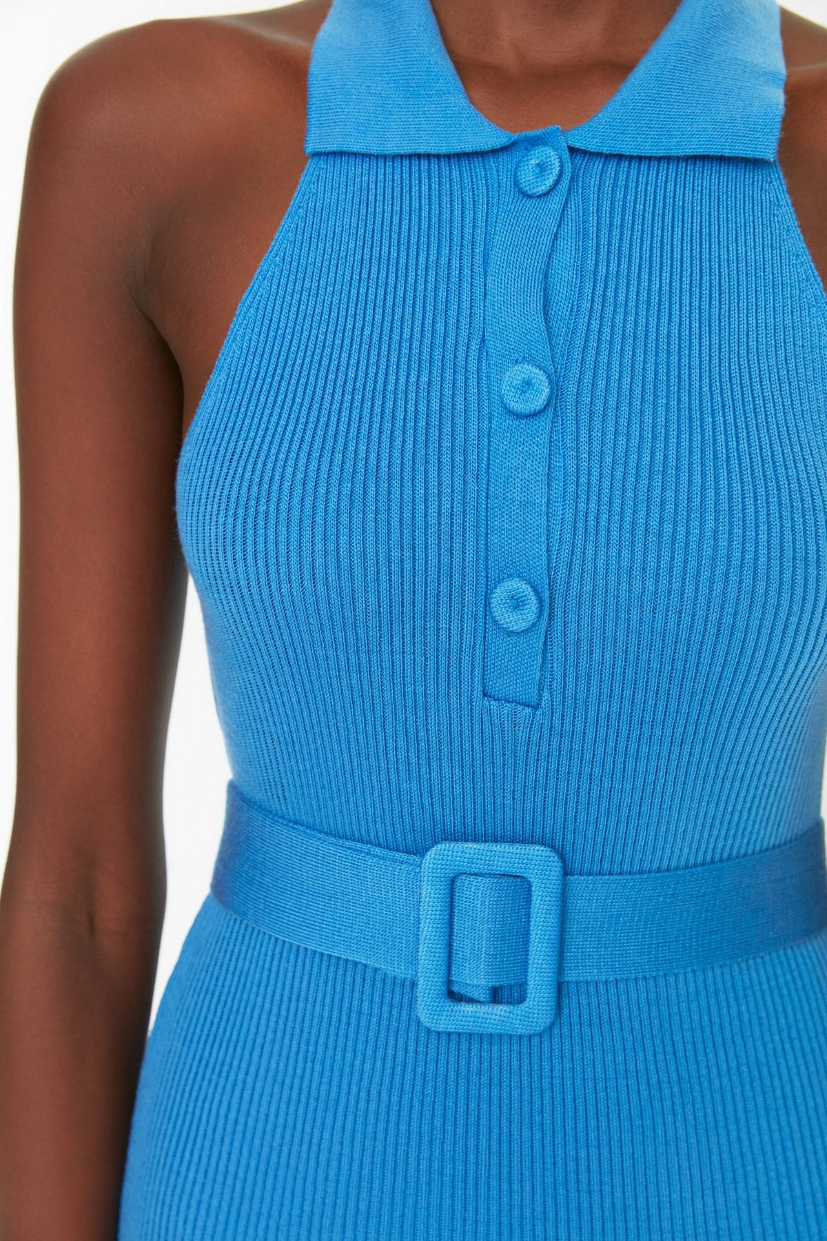 Trendyol Collection-Midi šaty s modrým páskem TWOSS22EL1031 9