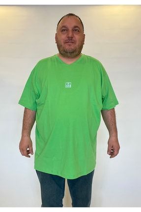Ünisex Büyük Beden T-shirt 7683-P22- Yeşil