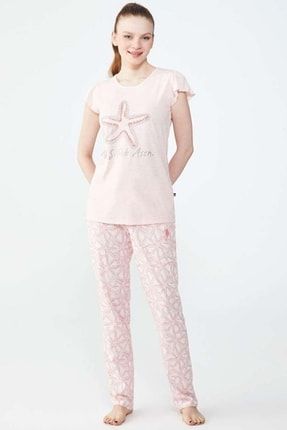 Kadın Kısa Kollu Pijama Takımı Pembe USP16738