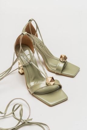 Bless Mint Yeşili Rugan Kadın Topuklu Ayakkabı 124-3656