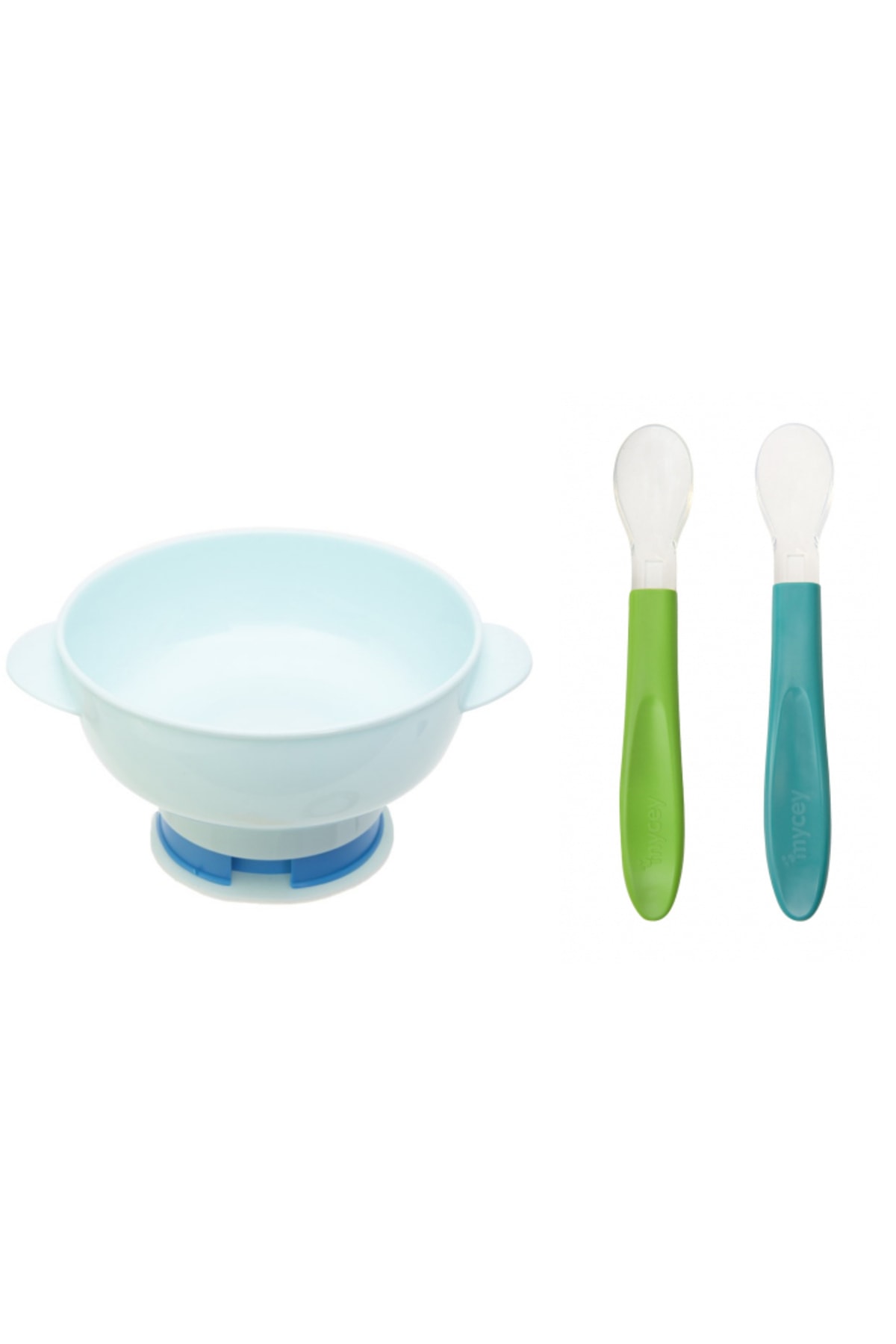 mycey Beslenme Seti(vakumlu Mama Tabağı + Silikon 2'li Mama Kaşığı)