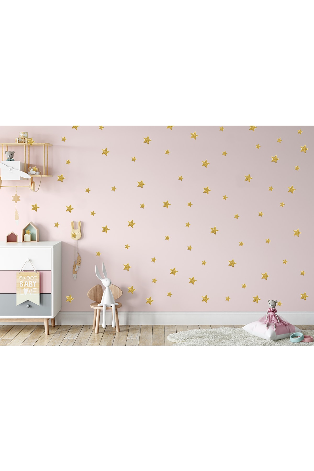 Sticker Sepetim Gold Sarı Yıldız Yağmuru 3,5,7 Cm Xl 100 Adet Çocuk Odası Duvar Dolap Sticker fotoğrafı 3 (önizleme)