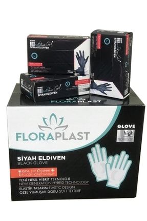 Glove M Beden Tpe/pe Pudrasız Tek Kullanımlık Siyah Elastik Eldiven 100 Adet ELD0106
