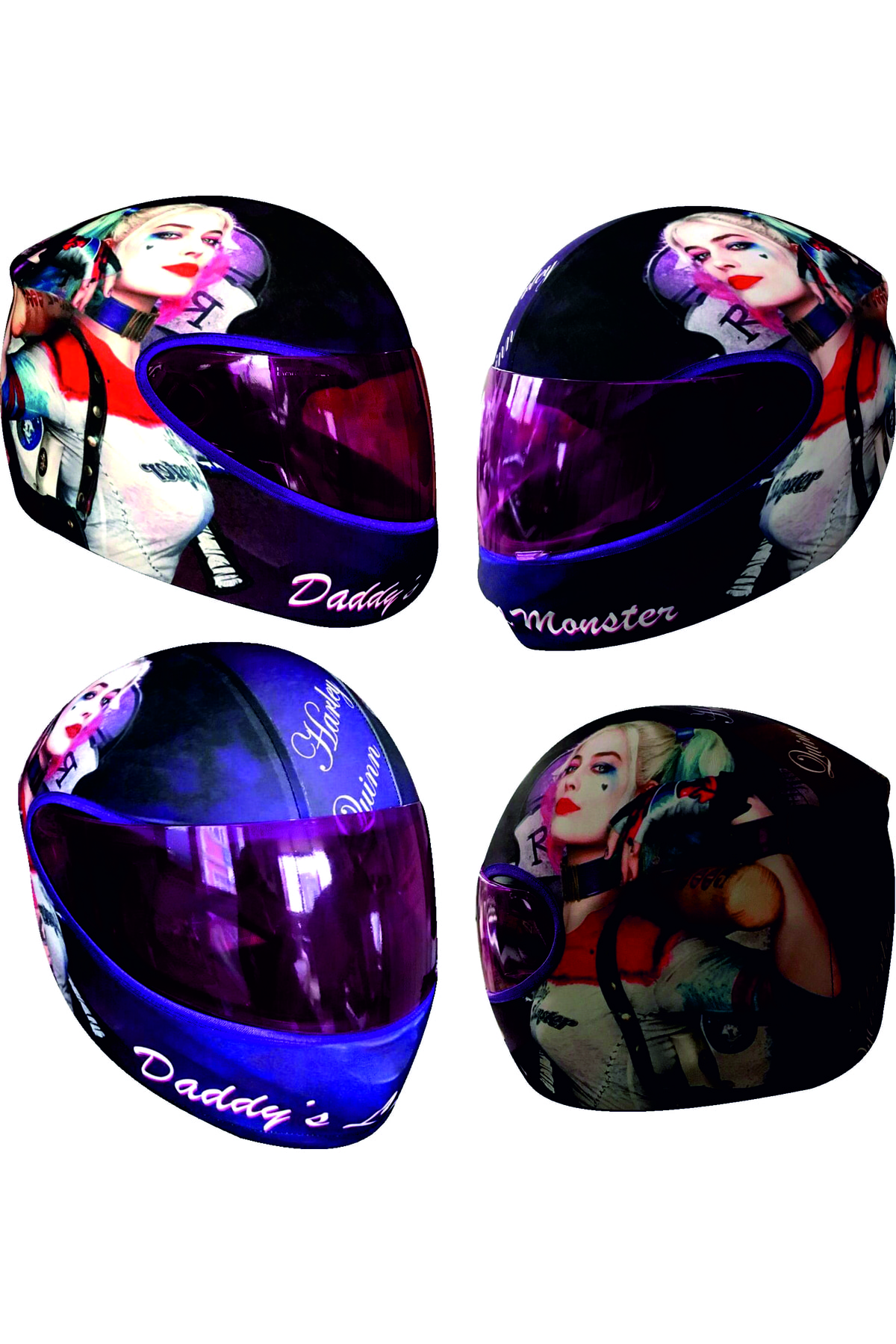 kaskmania Motosiklet Kask Kılıfı Kask Kaplaması Harley Quinn Model (standart Bedendir)