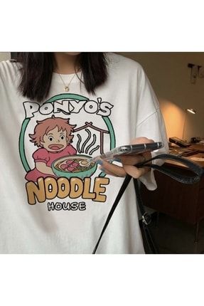 Anime Harajuku Ponyo's Noodle House Beyaz (unisex) T-shirt levatsnood