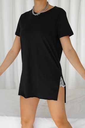 Kadın Yırtmaçlı Salaş Tshirt BLZ1082