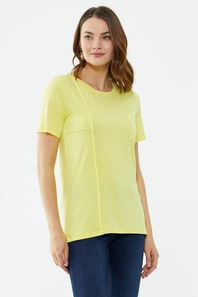 Kadın Kendinden Parçalı Cep Detaylı Tshirt - Sarı 22Y2231-75733.0001-R1600