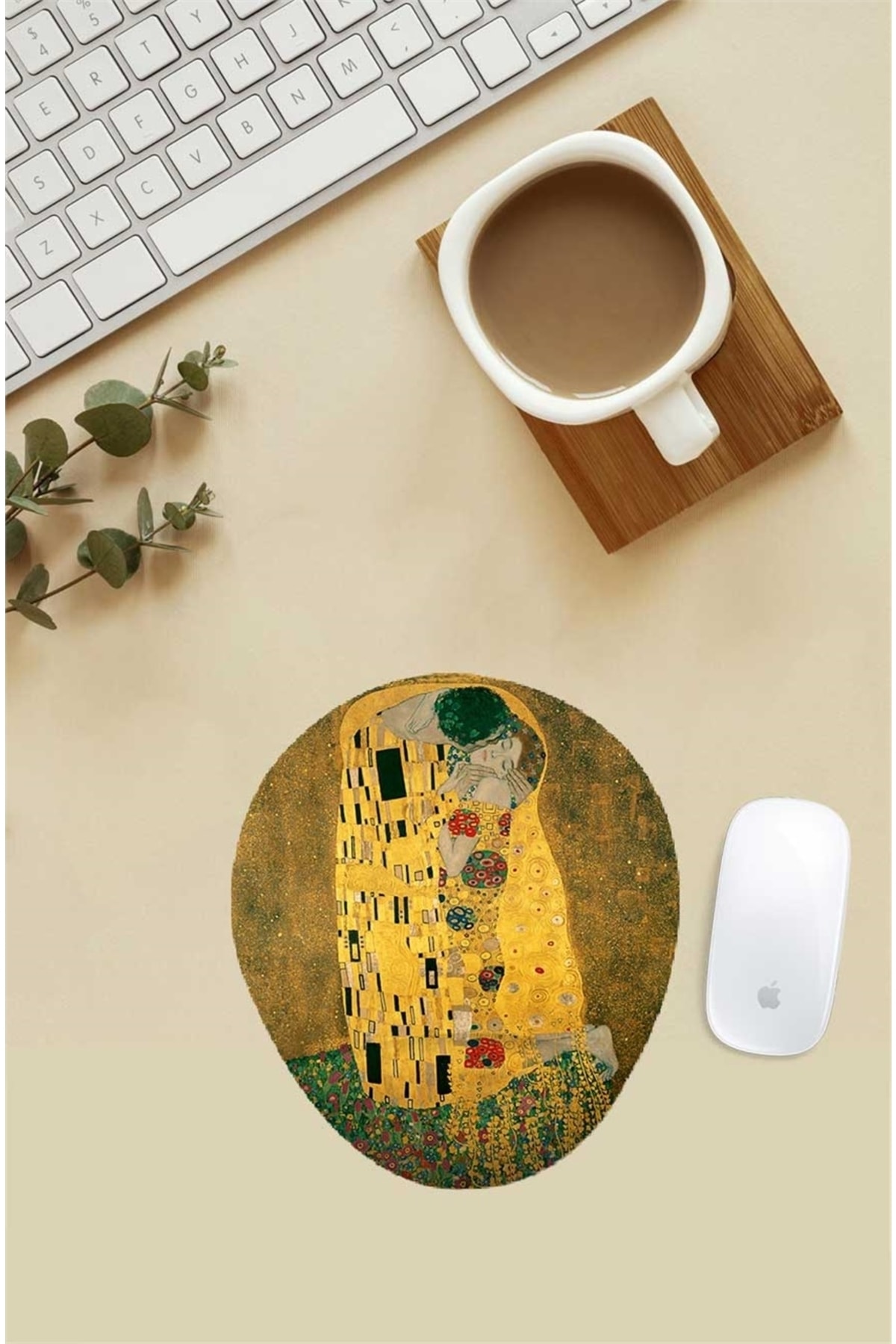 Gustav Klimnt Kiss Desenli Bilek Destekli Mouse Pad