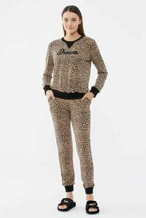 Leopar Desenli Pijama Takım - Siyah 22Y2221-76027.0001-R0001