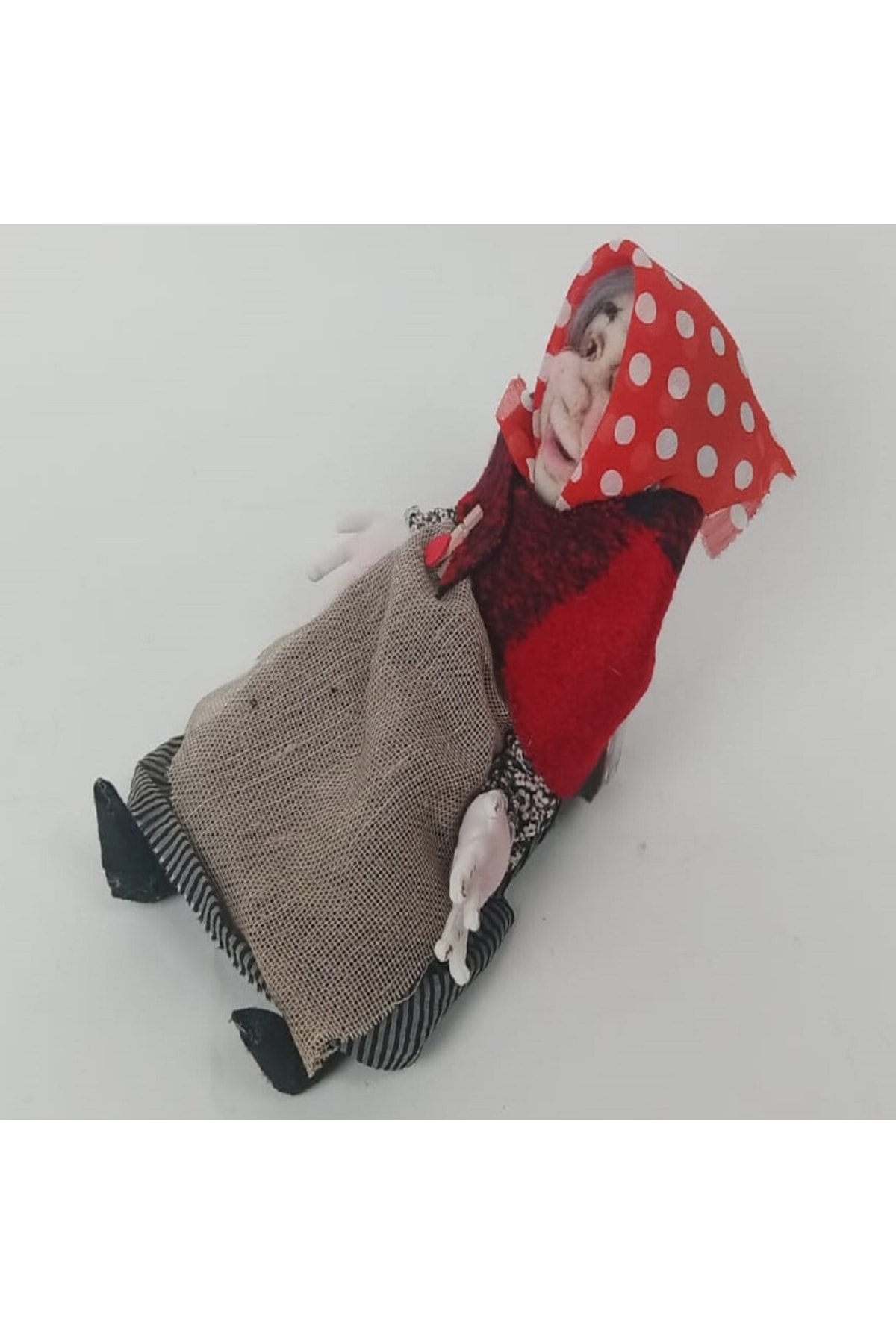 Adosgood Kırmızı Puantiyeli Babushka Bebek Şarkı Söylemeyi Seven Çuval Bezi Etekli Büyükanne Waldorf fotoğrafı 3 (önizleme)