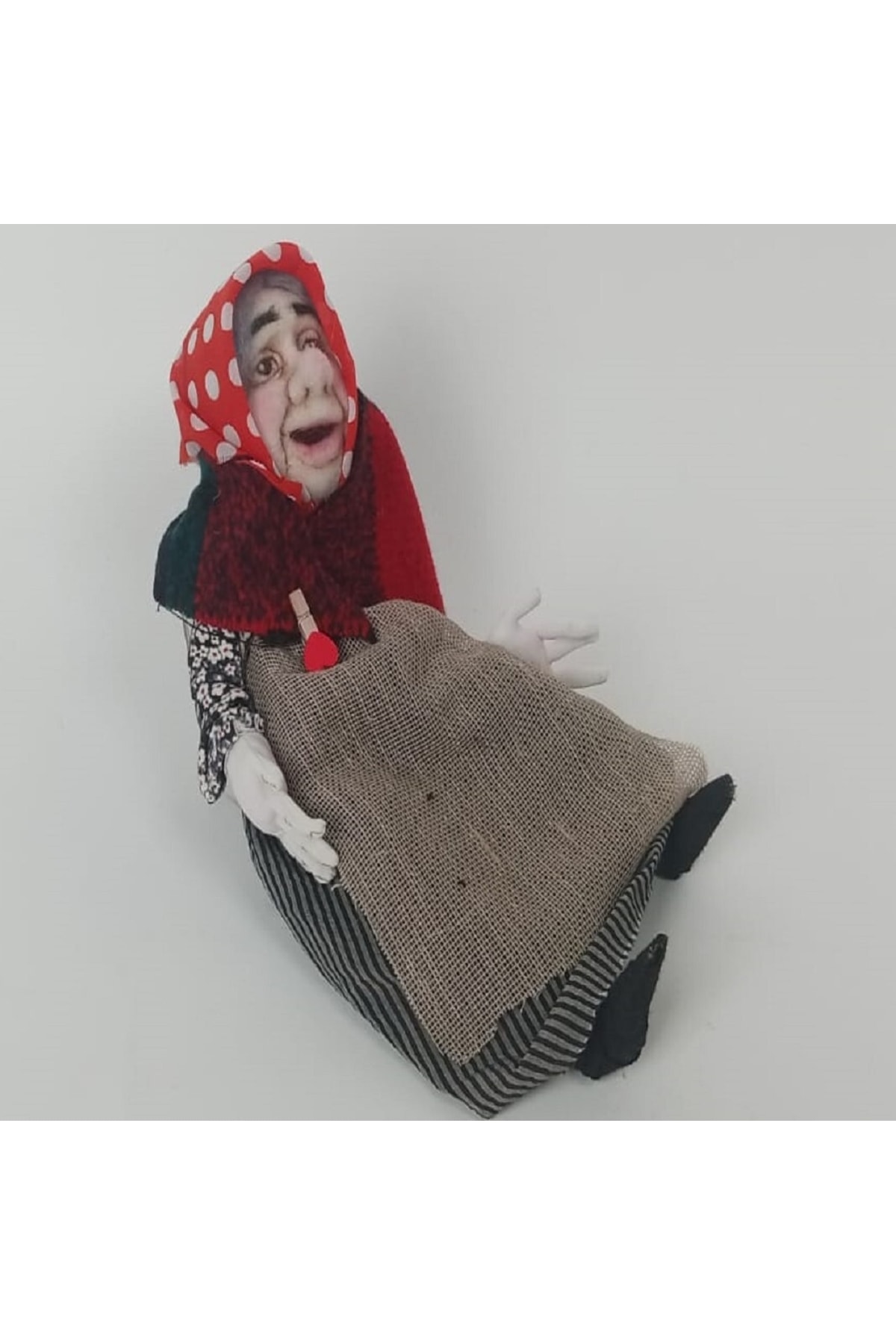 Adosgood Kırmızı Puantiyeli Babushka Bebek Şarkı Söylemeyi Seven Çuval Bezi Etekli Büyükanne Waldorf fotoğrafı 4 (önizleme)