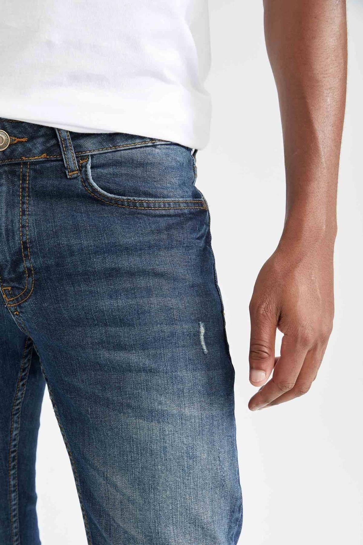 DeFacto-Pantaloni îngusti de jeans cu talie normală super slăbiți 5