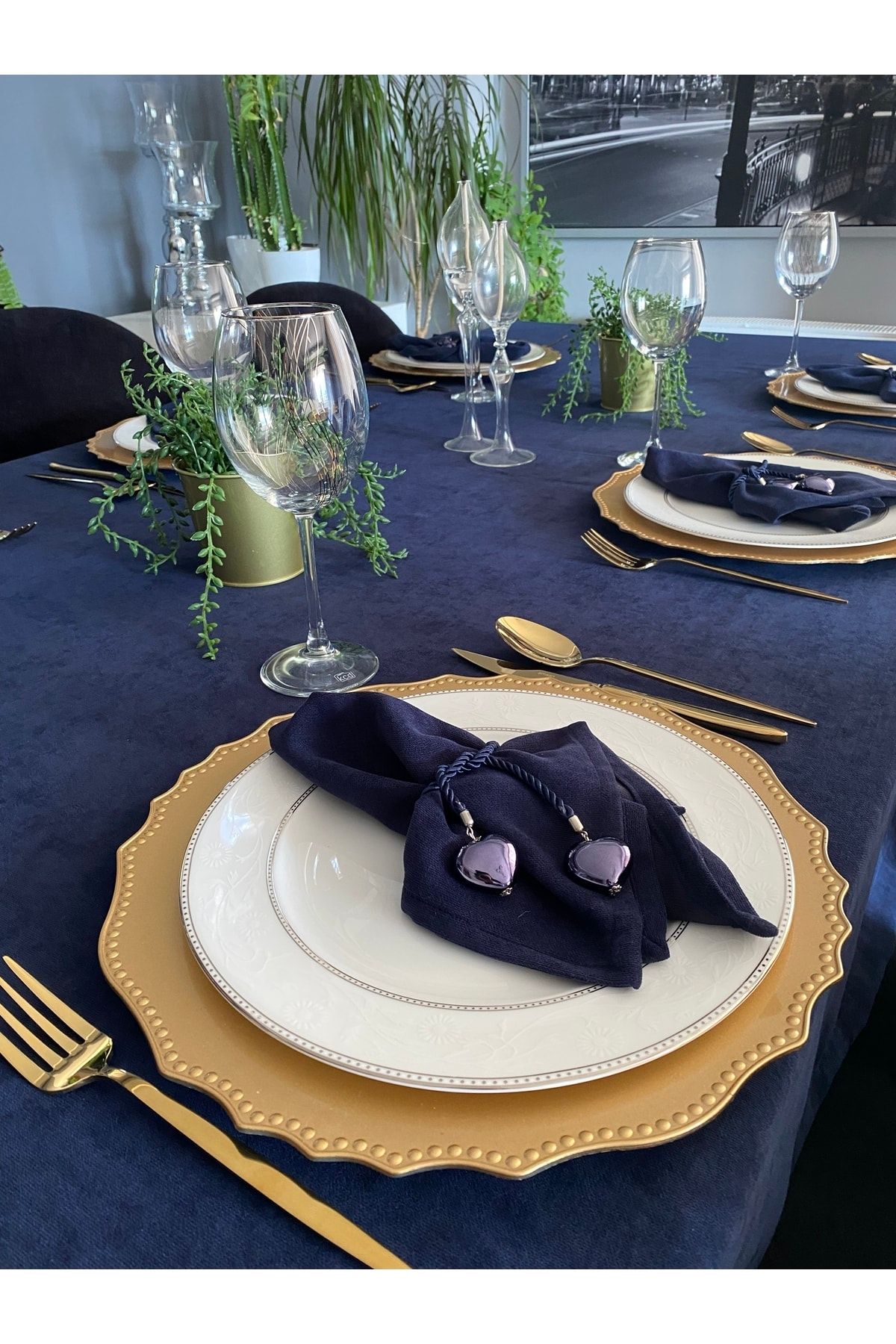 Navy tablecloth on sale