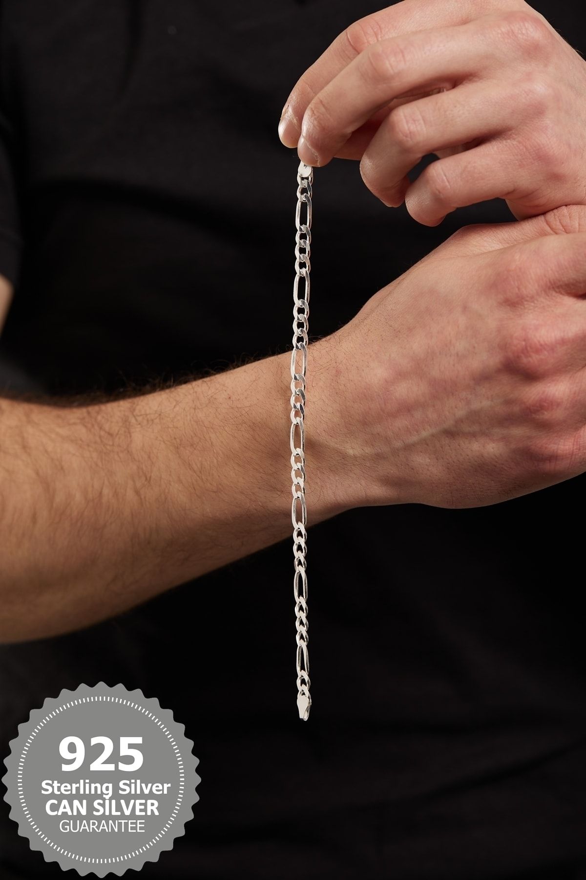 CAN SİLVER 925 Ayar Gümüş 6mm Figaro Erkek Bileklik