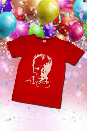 Çocuk Düz Kırmızı Atatürk Baskılı Unisex T-shirt 8692018-850