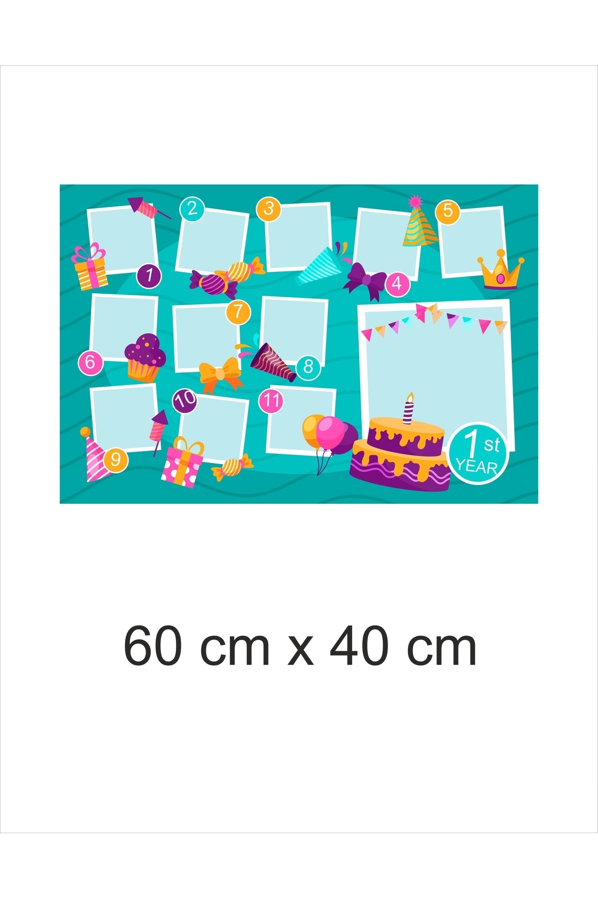 TRC TRAFİK 1-12 Ay Bebek Aylık Fotoğraf Anı Seti Sticker Doğum Günü Albüm Çıkartmalar fotoğrafı 2 (önizleme)