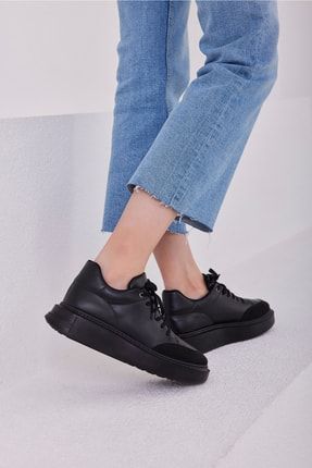 Siyah Kadın Bağcıklı Kalın Tabanlı Sneaker Ve Spor Ayakkabı MK1340722YR20-001