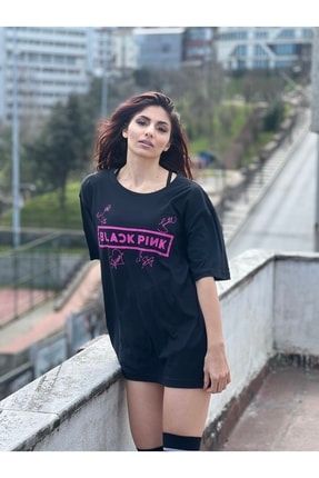 Unisex Siyah Blackpink Imzalı T-shirt tişört-bp-imza