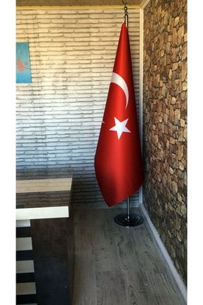 Makam Tük Bayrağı Direkli Gümüş Kaplama 100x150 cm Telalı Türk Bayrağı MakamTürk100x150cmEko