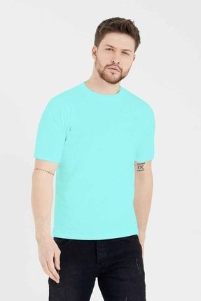 Erkek Mint Mavi Oversize T-shirt AHKMQUV6