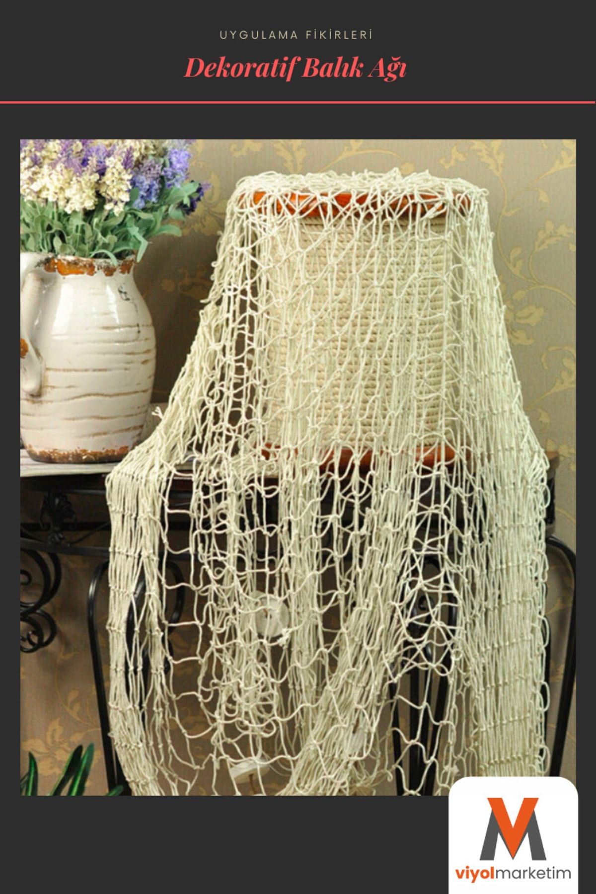 viyolmarketim Decorative White Fishing Net For Ornaments And