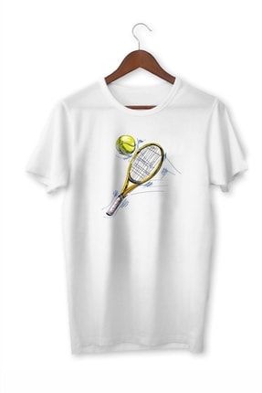 Unisex Çocuk Beyaz Tenis Serisi 2 Raket V Tişört 3196-LMN