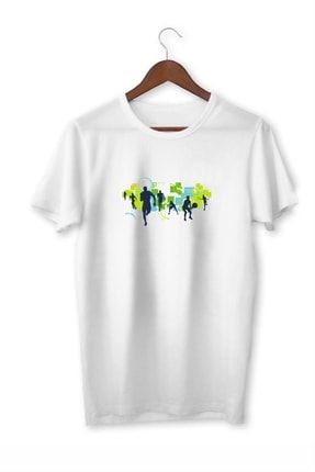 Unisex Beyaz Çocuk Tenis Serisi Baskılı T-shirt 3274-LMN