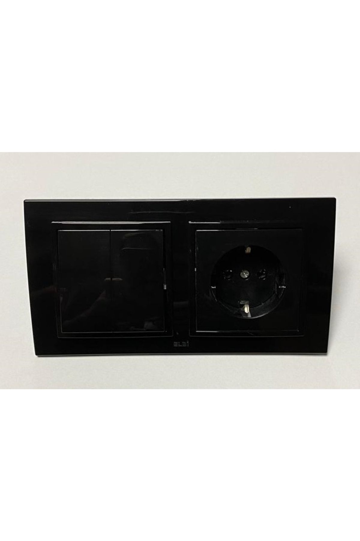 ELBİ-Zena Commutator Grounded Socket with Double Suit Frame Black 1